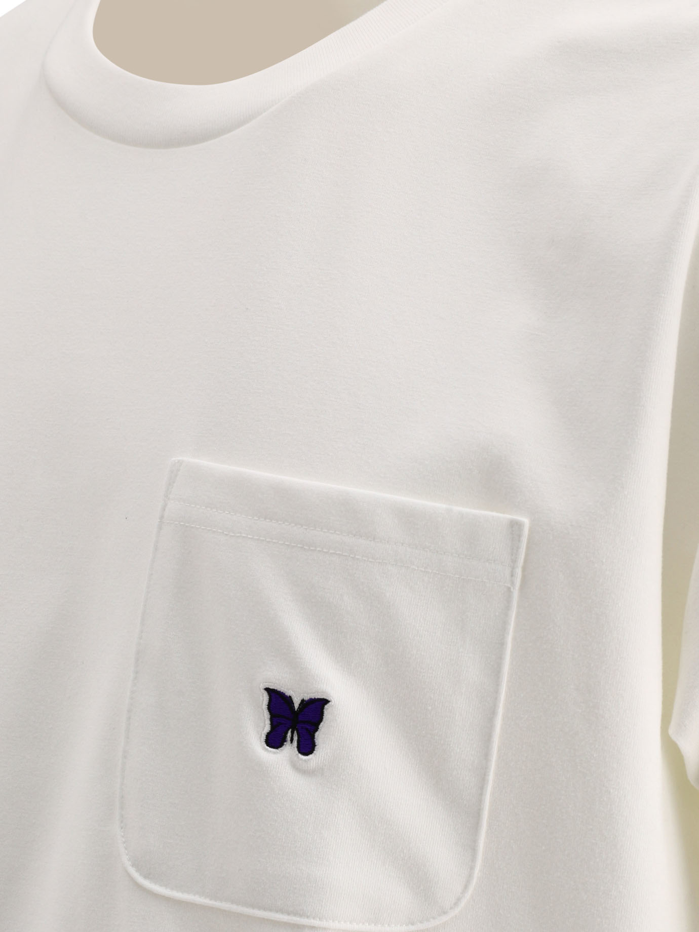 NEEDLES White T-shirt with embroidery and patch pocket